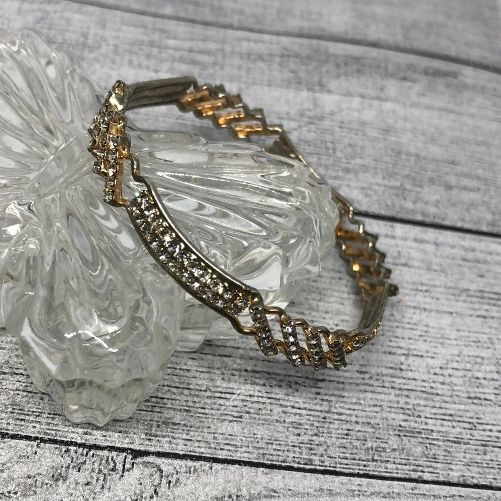 Vintage mixed metal gold/silver tone glam bangle bracelet small wrist